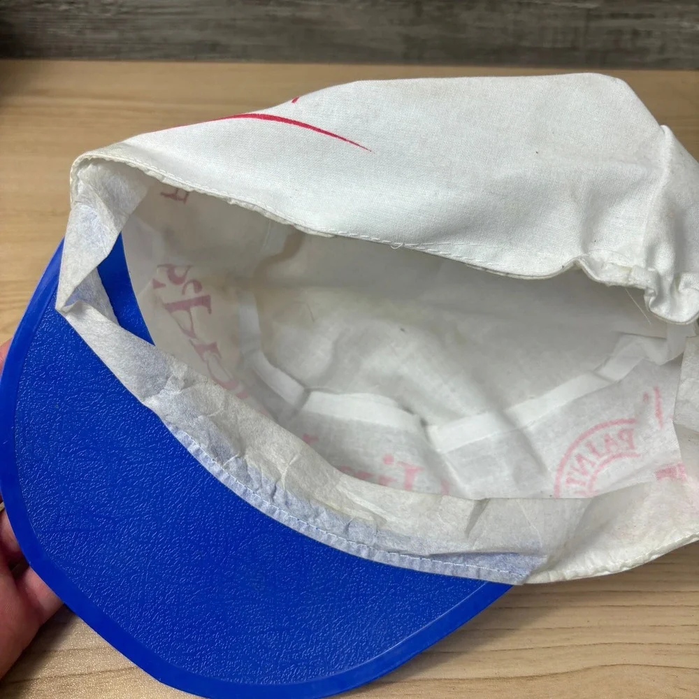 Vintage Hirshfields Paints Hat Fitted Blue White‎ Painters 90s Paint a Thon Y2K